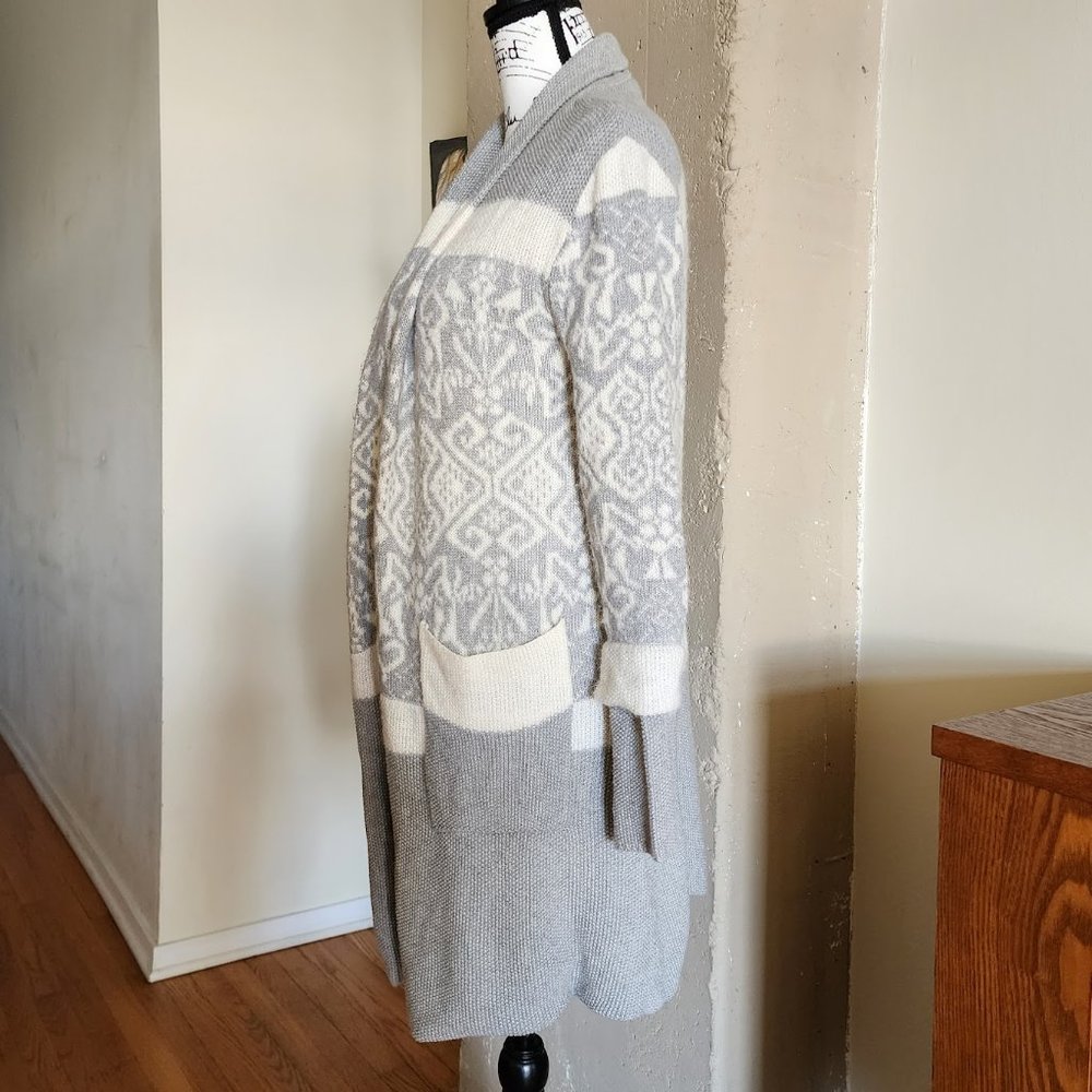 Anthropologie Lemon Intarsia Heavyweight Open Front Cardigan - Picture 4 of 6